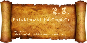 Malatinszki Böngér névjegykártya