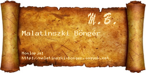 Malatinszki Böngér névjegykártya
